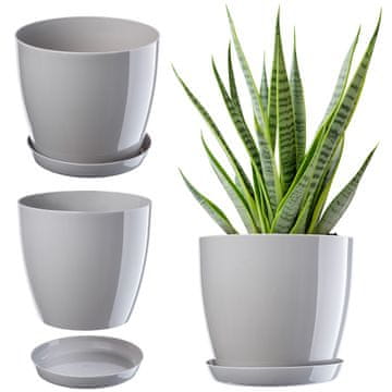 KADAX Cvetlični lonec s krožnikom, 16 cm, siv, plastična konstrukcija