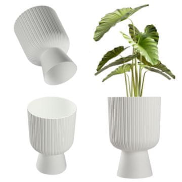 KADAX Cvetlični lonec z plastičnim pokrovom, 18 cm, bela barva