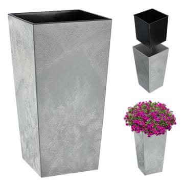 KADAX Velik visok siv vrtni lonec z vložkom 24x47 cm