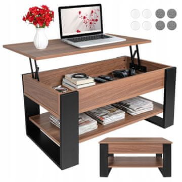 Kruzzel 3v1 lesena moderna klubska mizica 92x51x45cm