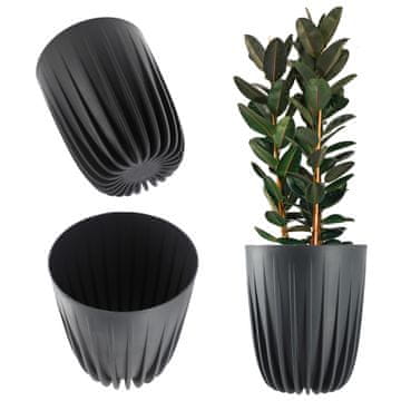 KADAX Cvetlični lonček z vstavkom 14,5 x 17 cm, okrogel, plastičen, s pokrovom