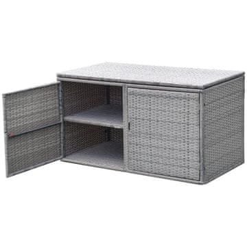 Northix Zunanja pletena škatla za shranjevanje, 335 L, 115 x 60 x 65 cm, siva