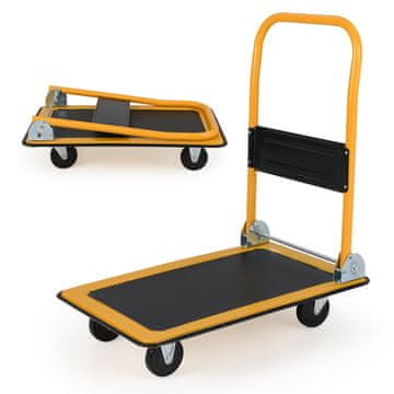 Northix Zložljiv voziček s platformo, nosilnost 150 kg, kolesa, vrtljiva za 360 stopinj