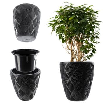KADAX Cvetlični lonec z vložkom 32 cm, plastičen, visok, moderen dizajn