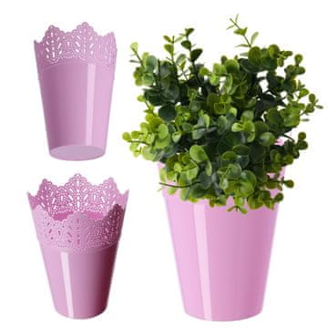 KADAX Cvetlični lonec visok, plastičen, 12 cm, roza, s pokrovom