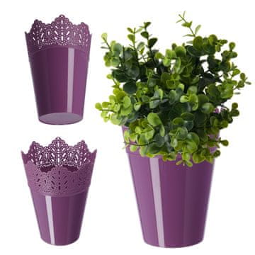 KADAX Cvetlični lonec z visokim pokrovom, plastika, 12 cm, vijoličen