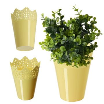 KADAX Cvetlični lonec visok, plastika, 12 cm, rumen, s pokrovom