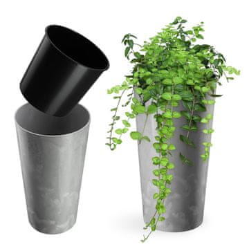KADAX Cvetlični lonec s pokrovom in vložkom, 26 cm, plastičen, siv