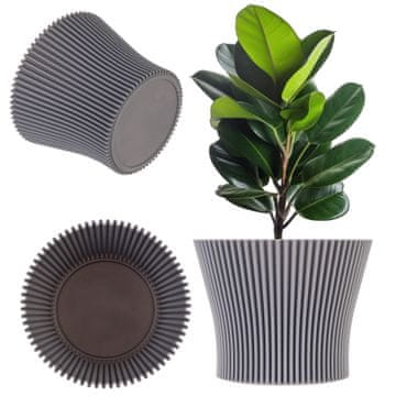 KADAX Cvetlični lonec s pokrovom, 13 cm, siva plastika