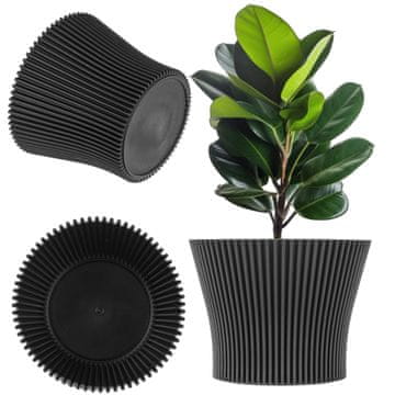 KADAX Cvetlični lonec 19 cm, plastičen, črne barve, pokrov za rastline