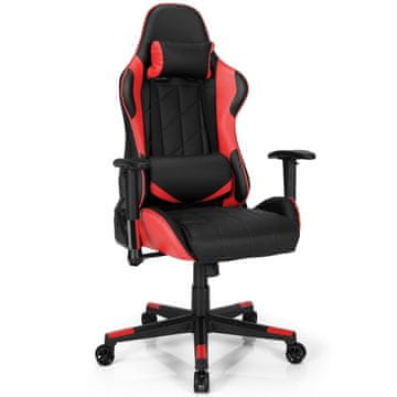 Northix Nastavljiv gaming stol z ledveno blazino rdeče črn