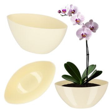 KADAX Ovalni cvetlični lonec 38 cm plastičen s pokrovom, ecru