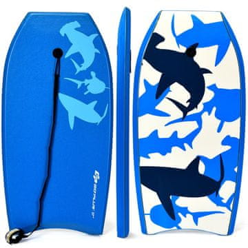 Northix Otroška bodyboard deska modra 104 cm z varnostnim trakom