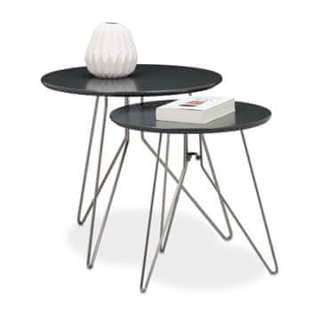 Northix Set 2 stranskih mizic s 3 kovinskimi nogami modernega videza