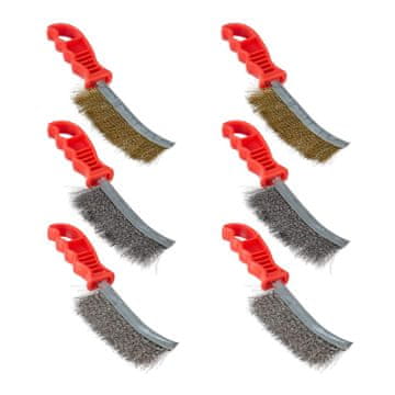 Northix Set jeklenih krtač 6 kosov z ergonomskimi ročaji