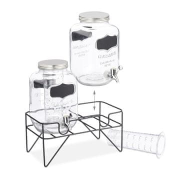 Northix Set 2 steklenih dozatorjev za pijačo 2 x 3 L s stojalom