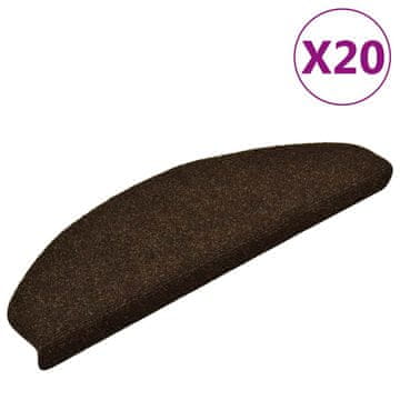 Vidaxl Preproge za stopnice, samolepilne, 20 kosov, 65 x 21 x 4 cm, rjave, polkrožne, velike