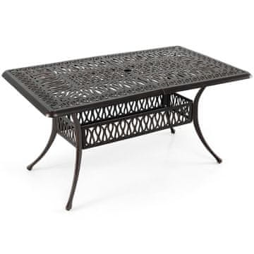 Northix Vrtna miza aluminij 150x91 cm 150 kg odprtina senčnik