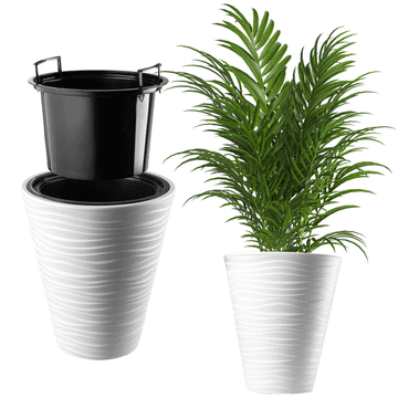KADAX Cvetlični lonec 30 cm z vložkom, bel, plastičen