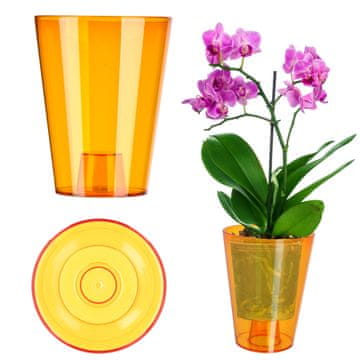 KADAX Cvetlični lonec za orhideje, plastičen, oranžen, premer 12 cm