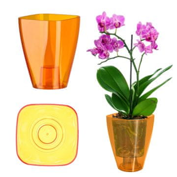 KADAX Cvetlični lonec za orhideje, oranžen, plastičen, premer 13 cm