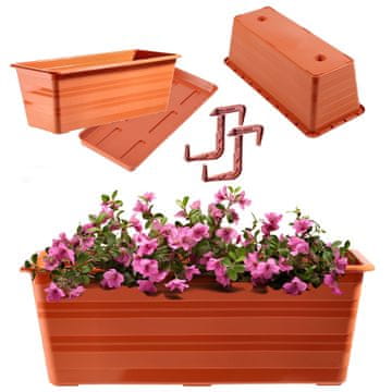 KADAX Balkonski lonec 40 cm, stojalo za cvetlične lončke, ročaji, balkon