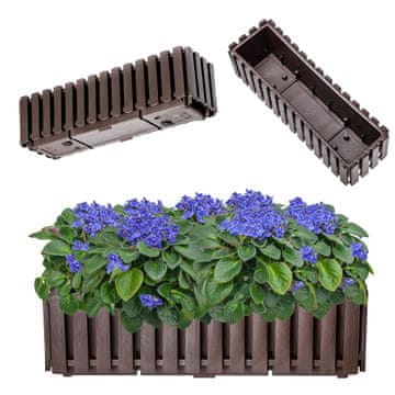 KADAX Balkonski cvetlični lonec 58 x 18 x 16,5 cm rjav za balkon