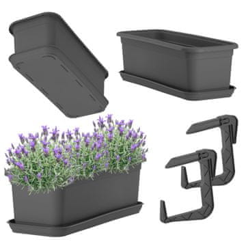KADAX Balkonski cvetlični lonec 40 cm s stojalom in ročaji