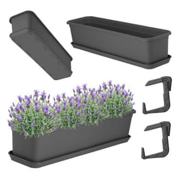 KADAX Balkonski lonec 60 cm, stojalo za cvetlične lončke, ročaji, balkon