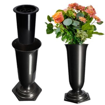 KADAX Vaza-steklenica za grob, grafitna plastika, 23 cm, odporna proti zmrzali