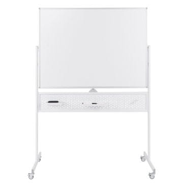 Northix Mobilna dvostranska bela tabla 120 x 90 cm s kolesi
