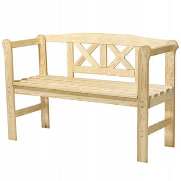 KADAX Lesena vrtna klop z naslonjalom 119 cm - naravna
