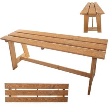 KADAX Vrtna klop brez naslonjala 119 cm, masivna lesena klop za teraso