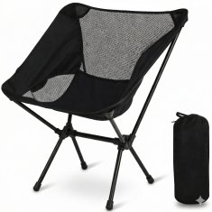 HOME & MARKER® Prenosni zložljiv stol 55×62×30 cm, ergonomski, črn z Oxford blazino | PACKSEAT