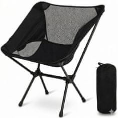 HOME & MARKER® Prenosni zložljiv stol 55×62×30 cm, ergonomski, črn z Oxford blazino | PACKSEAT