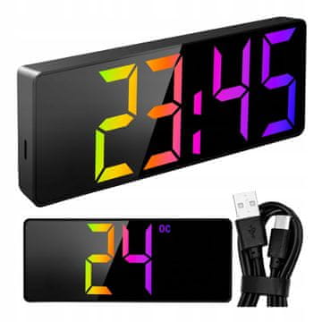 Izoksis Moderna budilka LED RGB USB in prikazom temperature 16cm