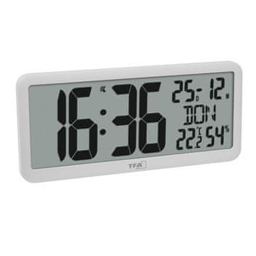 TFA Ura stenska digitalna radijsko vodena s sobno temperaturo - bela