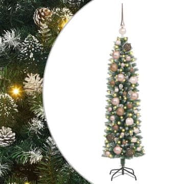 Vidaxl Umetno vitko božično drevo med 150 LED Zelena in Bela 120 cm