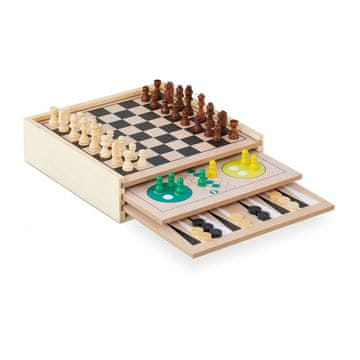 Northix Leseni komplet družabnih iger 7 v 1 s prenosno zasnovo