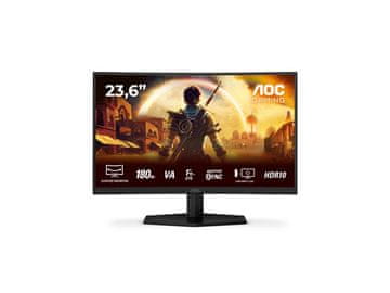 AOC C24G42E monitor, ukrivljen, FHD, VA, 1500R, 180Hz