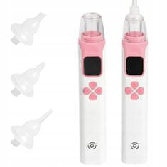 Verkgroup Električni aku. 400mAh nosni aspirator za otroke USB 4 šobe roza
