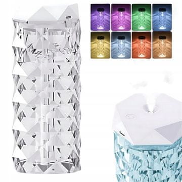 Verkgroup Vlažilec zraka difuzor aromaterapija LED RGB USB 1000ml kristal