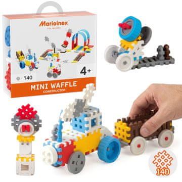 MARIOINEX Marioinex Mini Waffle Konstruktor Modri komplet gradbenih kock, mehke kocke za otroke, varnih 140 kosov