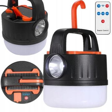 Verkgroup Turistična aku. LED solarna prenosna luč za kampiranje powerbank daljinec