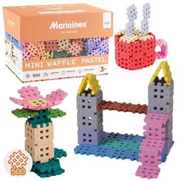 MARIOINEX Marioinex Mini Waffle Pastelni komplet gradbenih kock, mehke kocke za otroke, varne – 500 kosov