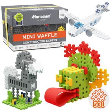 MARIOINEX Marioinex Mini Waffle Konstruktor Expert Komplet gradbenih kock, mehke kocke za otroke, varne – 501 kosov