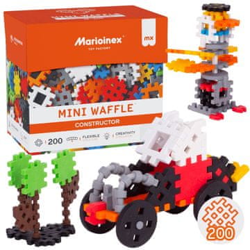 MARIOINEX Marioinex Mini Waffle Konstruktor Komplet gradbenih kock, mehke kocke za otroke, varne – 200 kosov
