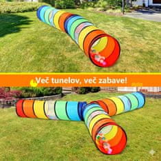 JOJOY® 3x otroški tunel za plazenje 180 cm, zložljiv mavrični igralni tunel z mrežo, notranja in zunanja igra | T3UNSY
