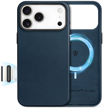 Infostyle SHIELDON usnjeni MagSafe ovitek iPhone 17 Pro Max – temno moder