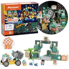 MARIOINEX Marioinex Mini Waffle City: Napad na banko, komplet gradbenih kock, mehke kocke za otroke, varne – 148 kosov
